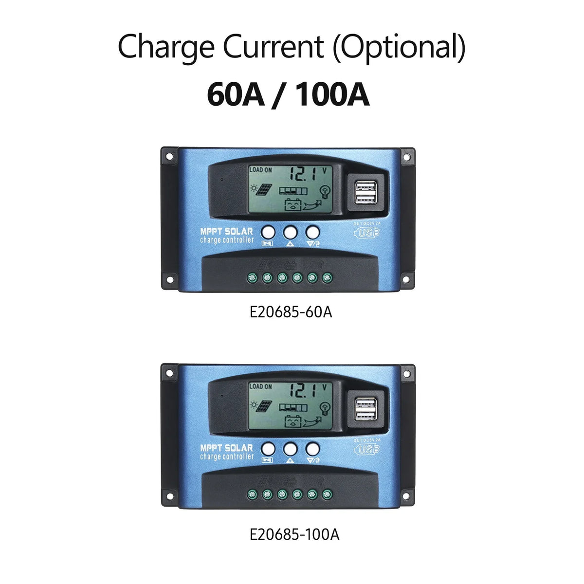 Solar Dual MPPT Identification 5V/2A Smart Automatic Dual Controller Screen Output Tracking USB Controller 12V/24V USB LCD MPPT Charge Solar