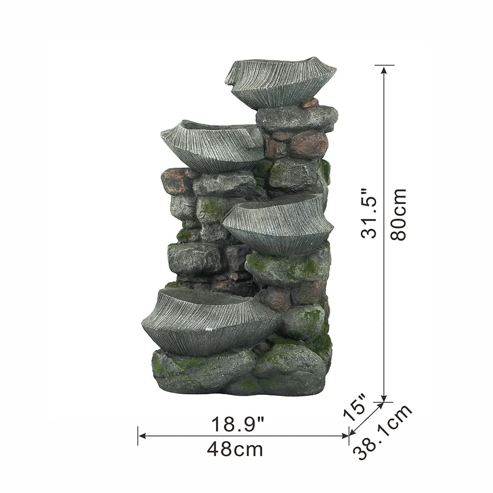water the tranquility Water 1 Experience LED - Lights - cascading Fountain - of Stone 35.2 with