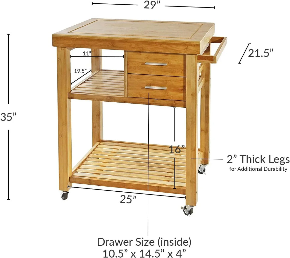 With On Towel Trolley Block Drawers Rack, Shelves, Wood Casters, Food Island Rolling Cart Wheels, Butcher Bamboo Cart Locking Prepping Kitchen