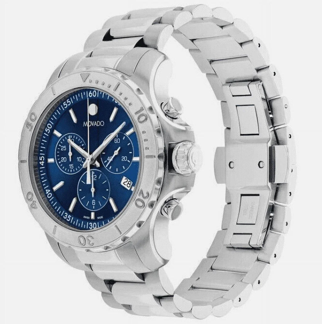 Made Watch 2600151 Mens S/Steel Blue Swiss Series Dial Movado Collection 800