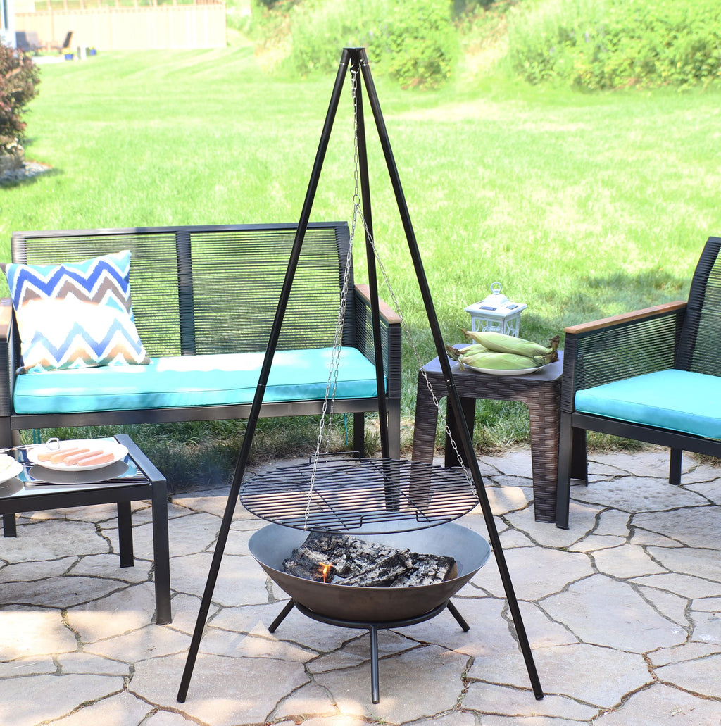 Tripod Cooking Diameter Grilling Sunnydaze - Set Grate 22" with