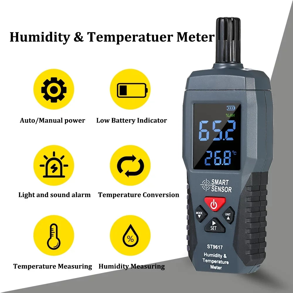 High Meter SENSOR SMART Accuracy Display Gauge Meter Hygrometer Digital Humidity Tester LCD & Humidity