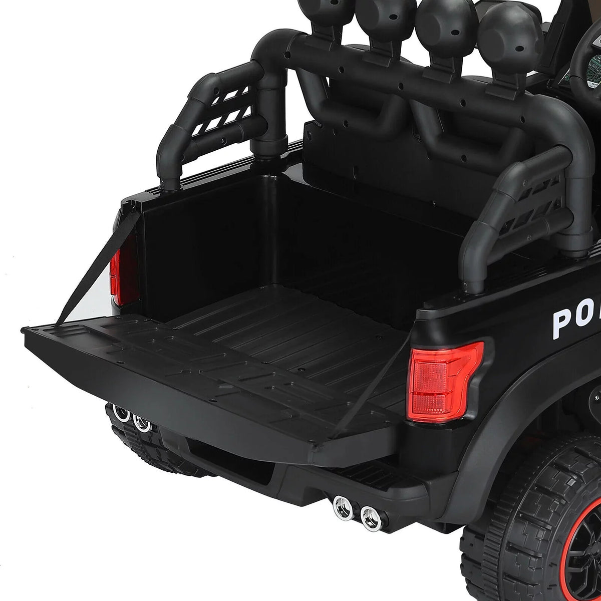 Remote 6 on Kids Police Car Toy (Black) Ride 12V Control with JOYLDIAS Wheels