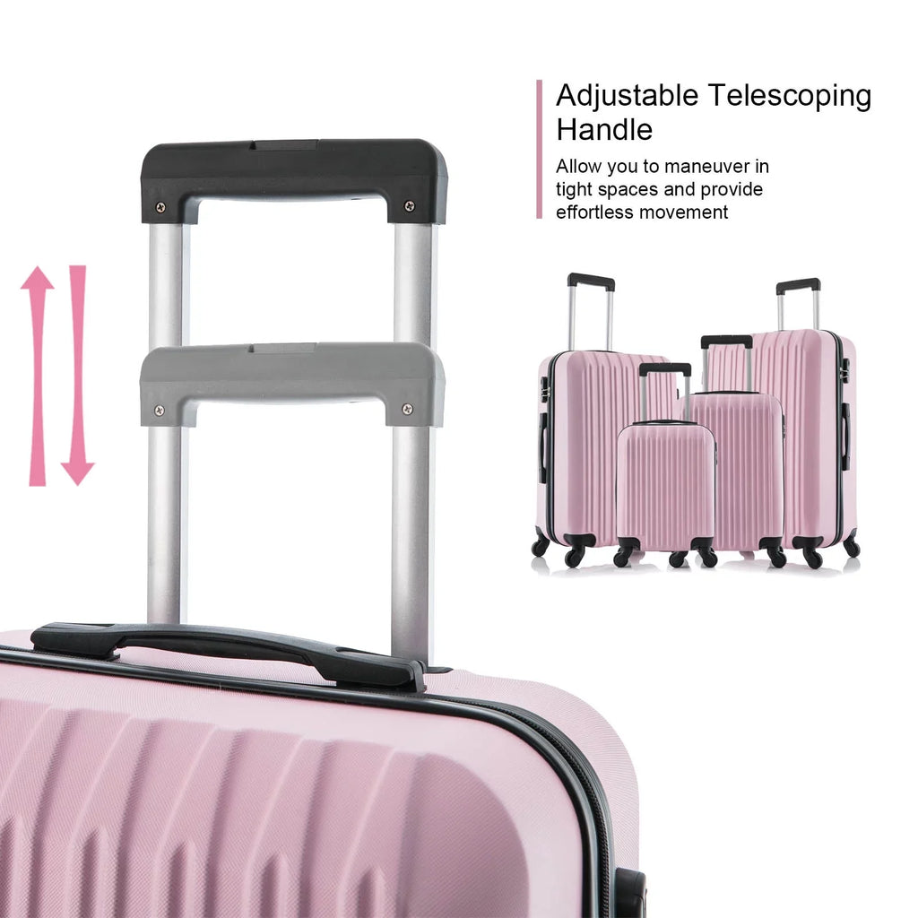 ABS inch) 5 Spinner Sets Luggage Lightweight (16/20/24/28 Wheels Set Pink Piece Suitcase Hardshell