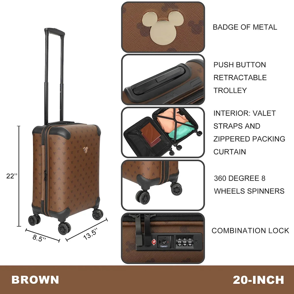 Mouse Luggage Mickey 22” Rolling Brown Disney Ears