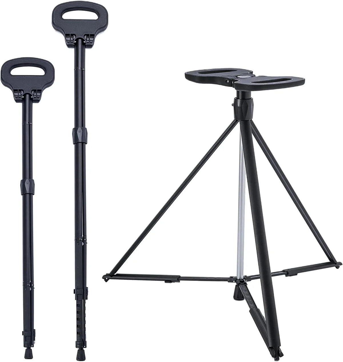 with Balancing 2 Cane Tripod Travel & Portable Men Handicap Cane Lightweight Seniors Women Bag Crutch Cane Walking Chair Sturdy and Mobility for Base Canes for Seat Aid & Elderly, Stool Folding