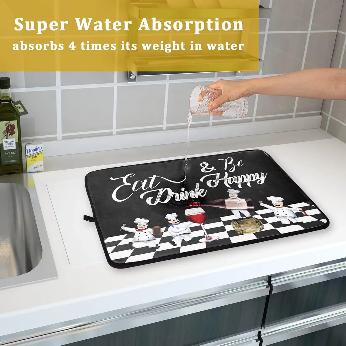 Glass Cook Check Mat Drying Chubby Kitchen White Anti Fat Decor Rack Pad Dish Dishes Dish Plaid Drainer Italian Chef Pasta Bistro Buffalo Red Fatigue Drainer Plump 18x24 Wellsay Black Mats Wine Mat