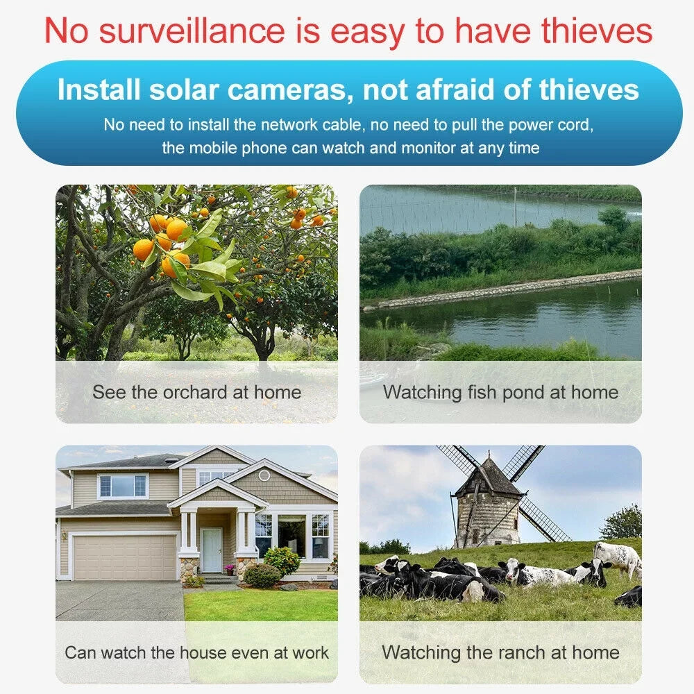 Camera, CCTV Wireless Detection, Motion AI Solar 2-Way Camera PTZ WIFI Human DFITO 1080P PIR Camera HD Detection Security Waterproof, Security Audio, IP66 Surveillance Outdoor