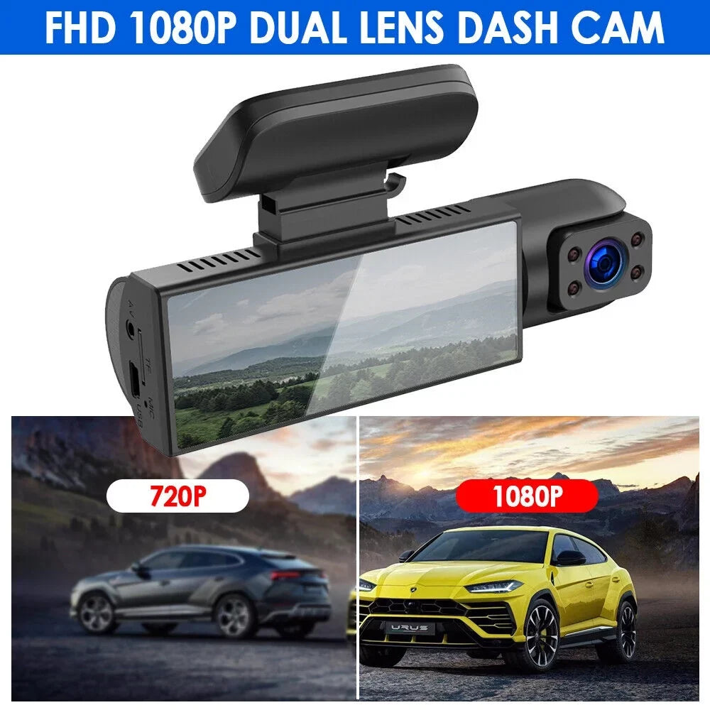 Camera Dash Lens Monitor Dual 1080P HD Vtin Parking Car Recorder Video Cam G-sensor