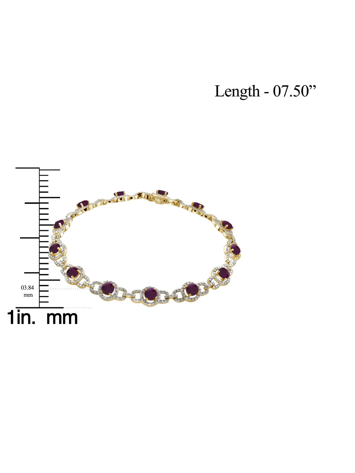 Carat And Ruby Diamond White Accent Gold T.G.W. 14k Over Silver 5 Bracelet 3/4