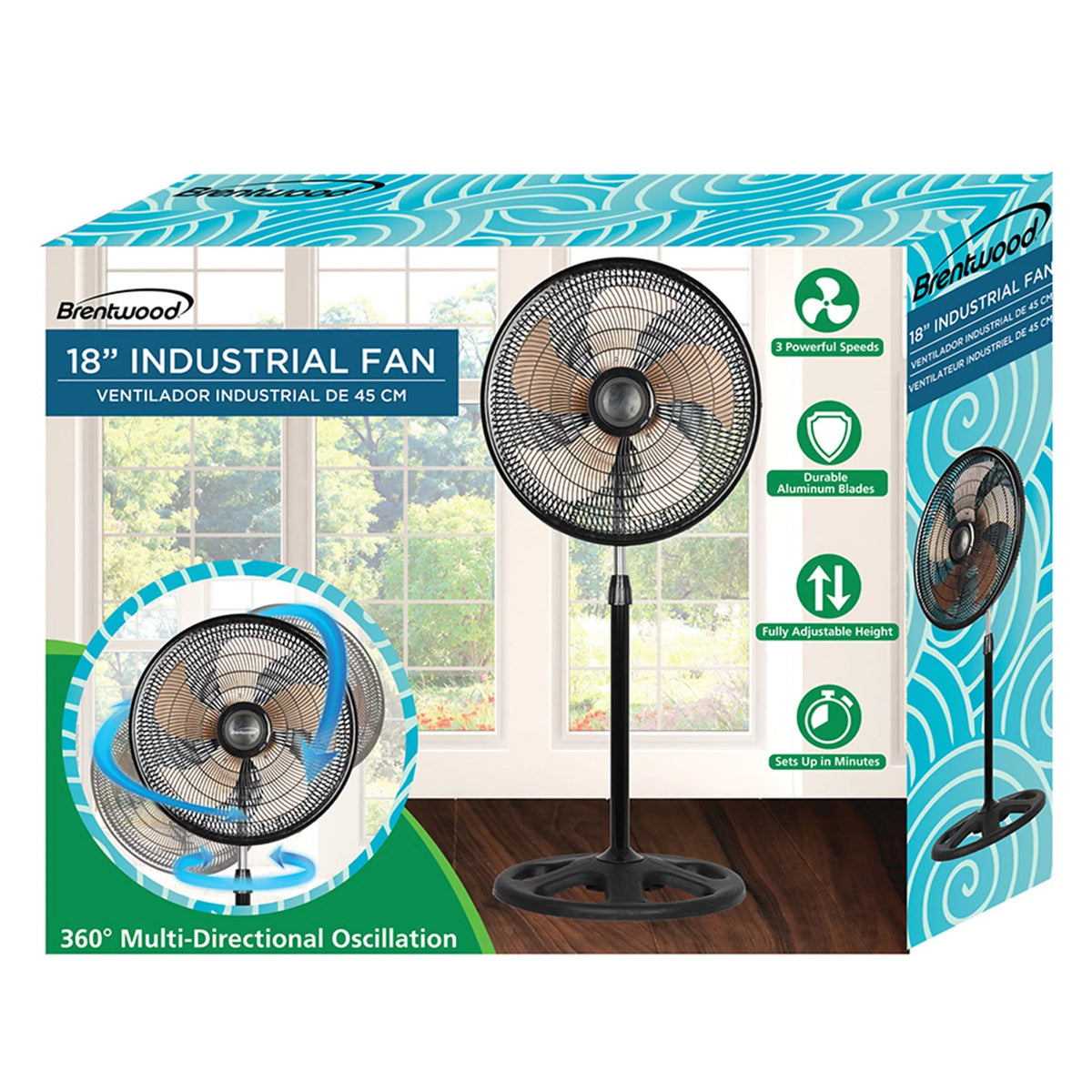 Speed Brentwood Three Black 18 Pedestal in Fan Inch Industrial