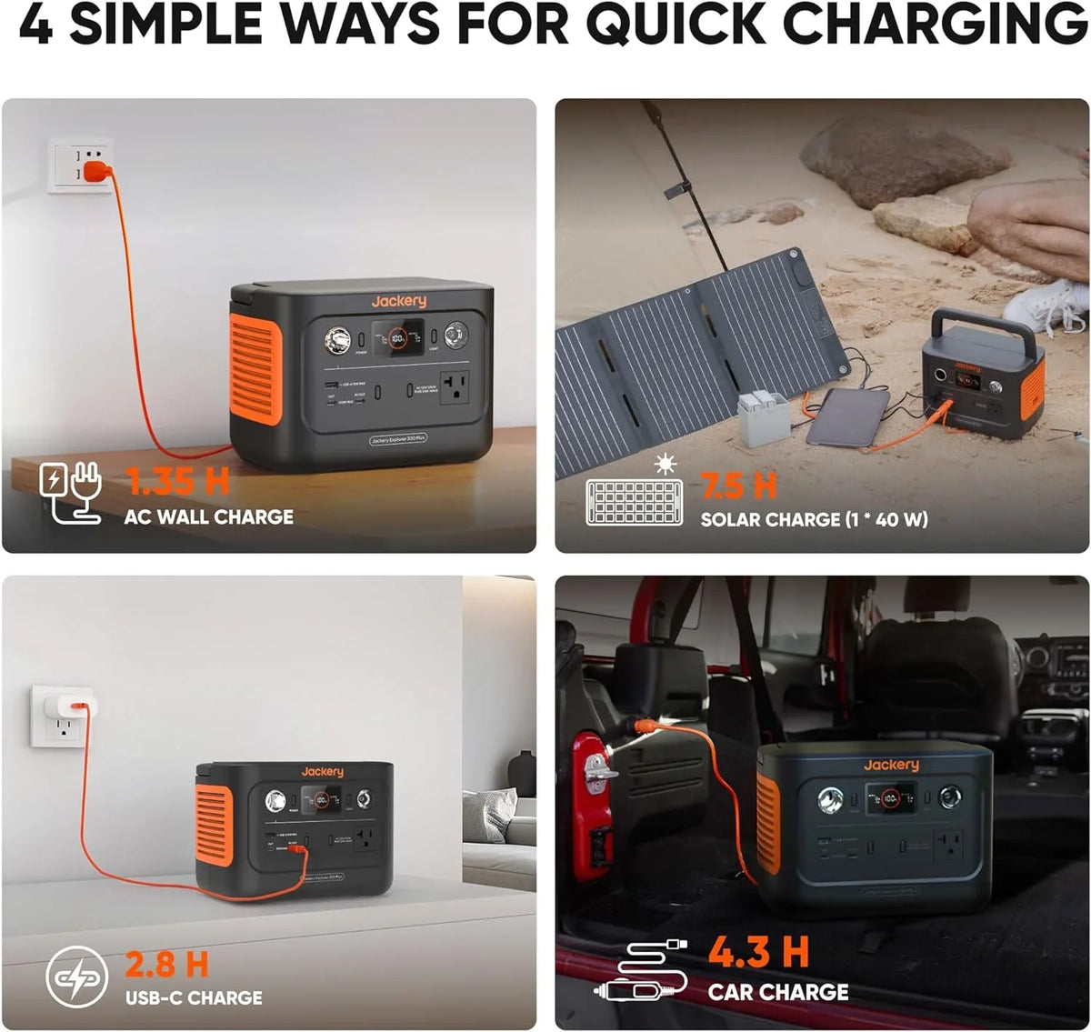 Traveling, Station, Backup 300W for Outdoors, Plus 288Wh Battery, RV, LiFePO4 Jackery and Solar AC Explorer Emergencies Portable Camping, Generator 3.75 300 Outlet, Power KG