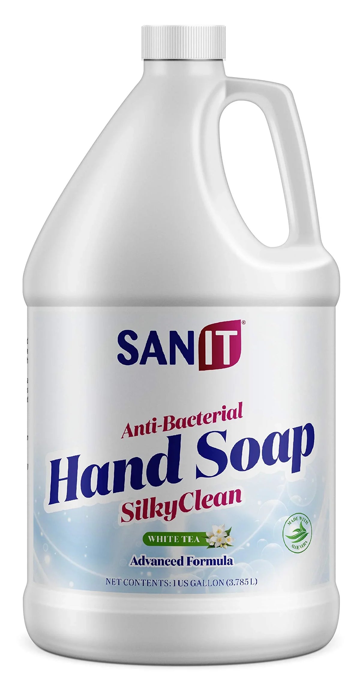 Coconut USA, Advanced - Liquid Wash Hand Silky - Natural Moisturizing Soap Made Aloe Antibacterial - 1 All Vera Refill Clean Tea, in Oil Gel with and White Hand Formula Sanit Gallon