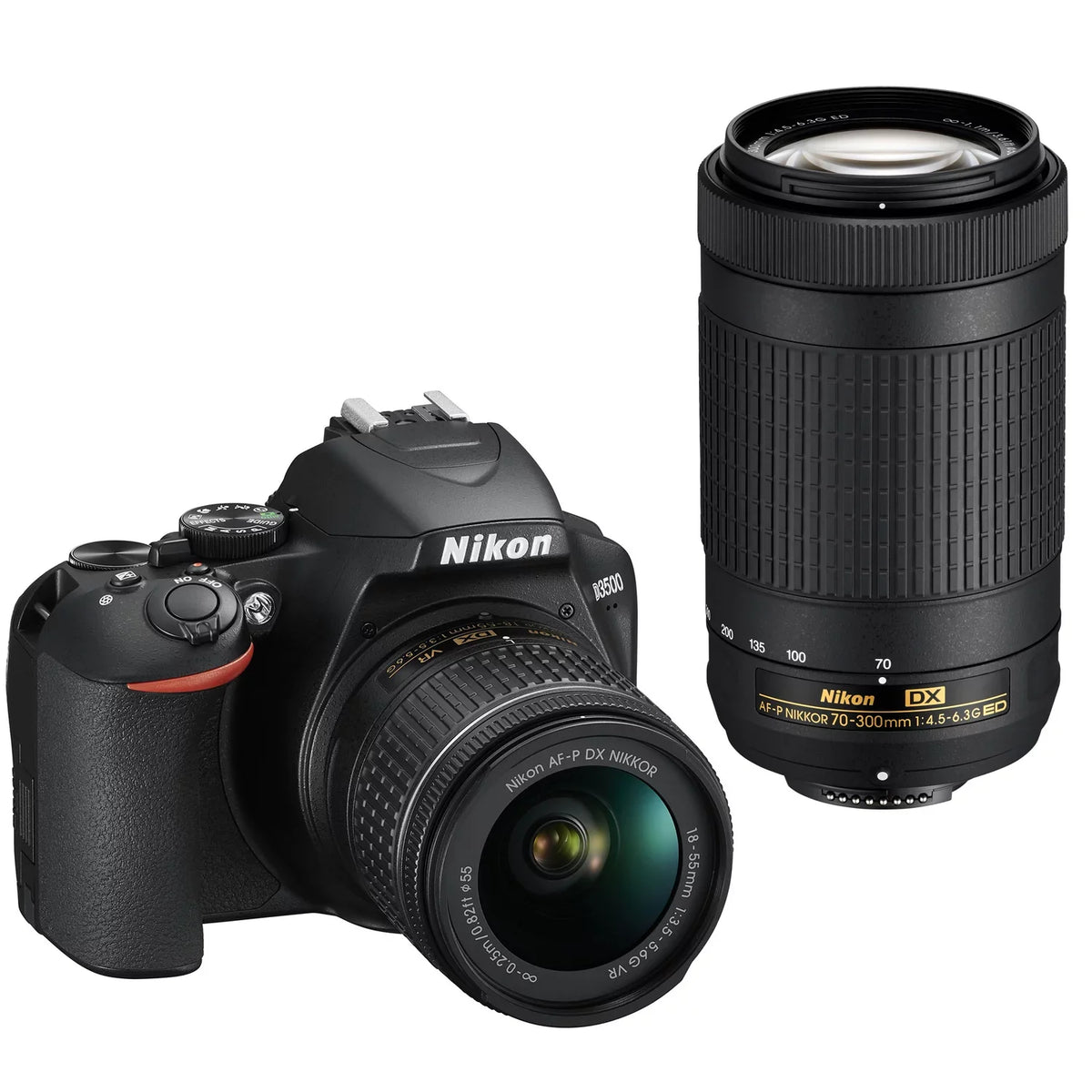 & NIKKOR DX-Format AF-P D3500 Lens with Kit Black f/3.5-5.6G ED, DX NIKKOR VR Nikon DSLR 70-300mm AF-P f/4.5-6.3G Two DX 18-55mm