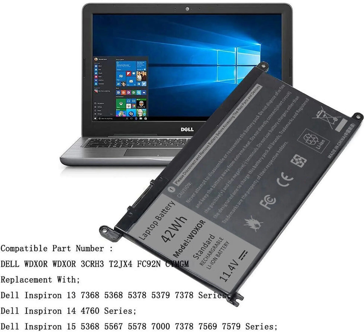 For WDXOR 0FC92N Battery 0WDX0R,FC92N WDX0R Dell