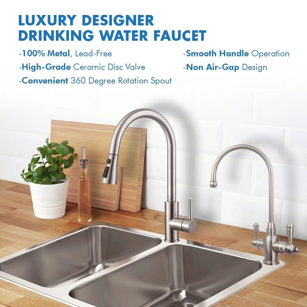 in Faucet Osmosis Instant Reverse Dispenser Drinking Nickel Cold 2-Handle APEC Arlington Hot Brushed and Water
