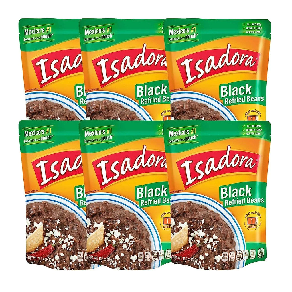 Pouch Beans, 15.2oz Refried 6 Isadora (Black Pack) Beans