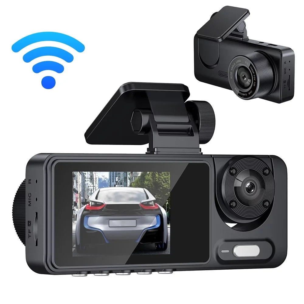 Camcorder Clear Driving Dash Recorder Recorder Camera Andoer Angle Car Multi-Language Mirror Rearview Wide Recording Safety Car Cam 3 Video Car Auto Cameras