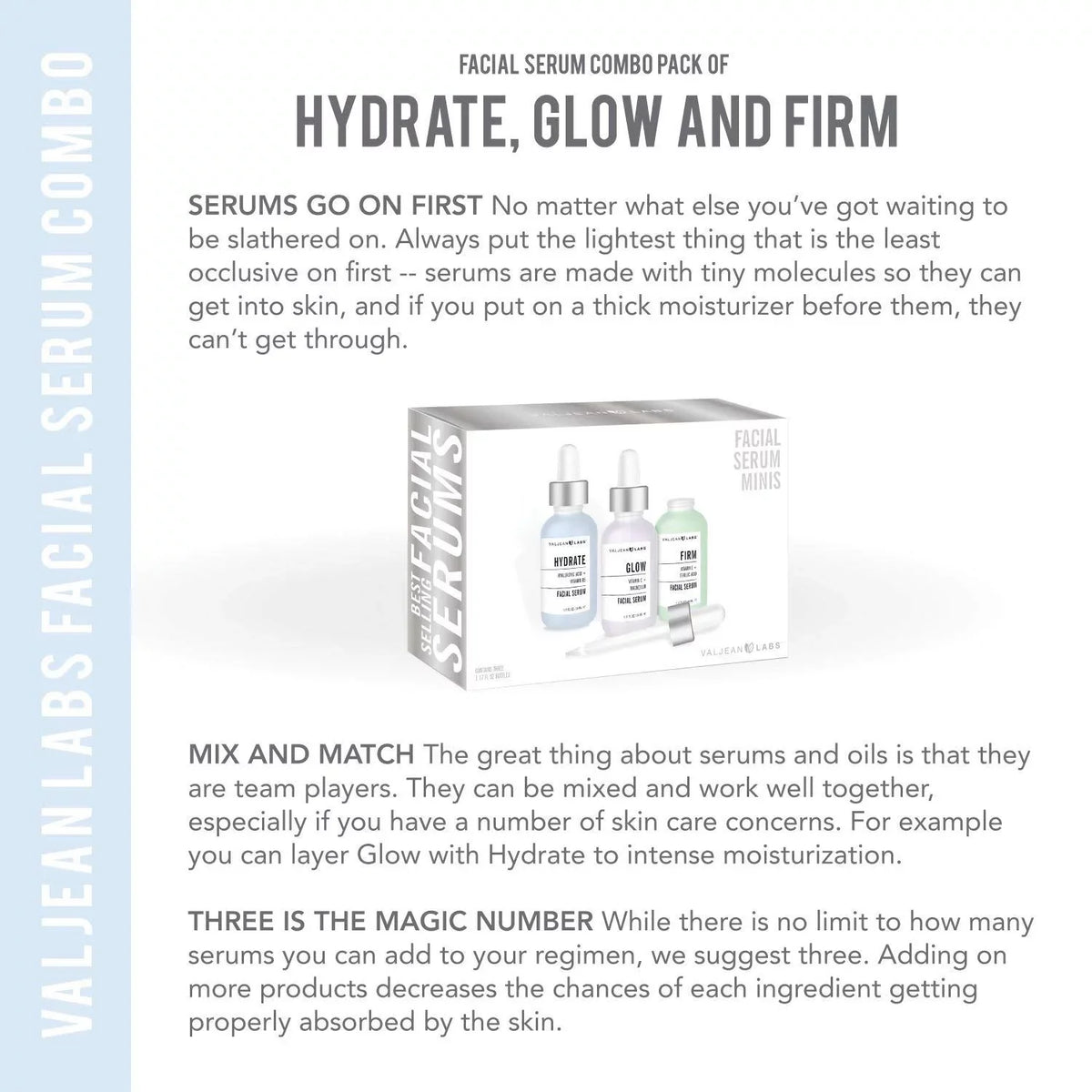 Facial Labs Serum, Pack Valjean - Hydrate, Supercharged, 1oz - Targeted Skincare Free, Free, Ingredients Glow, and Bottles Combo Firm of Cruelty Paraben