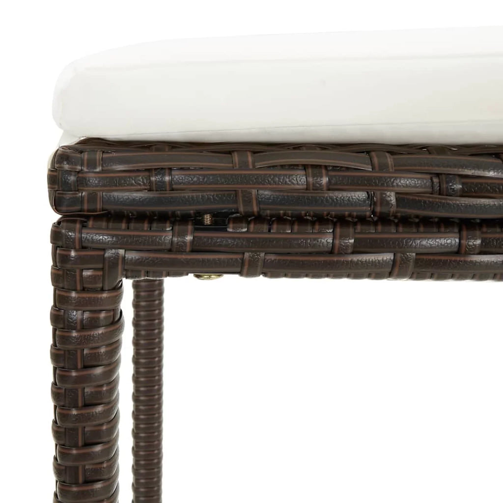 Set Pub, 5 Dcenta Table Bar Rattan Furniture Brown Terrace, Stool 4 Patio Set and Piece Height for Bistro, Chairs Garden Backyard, with Cushion Poly Dining Counter