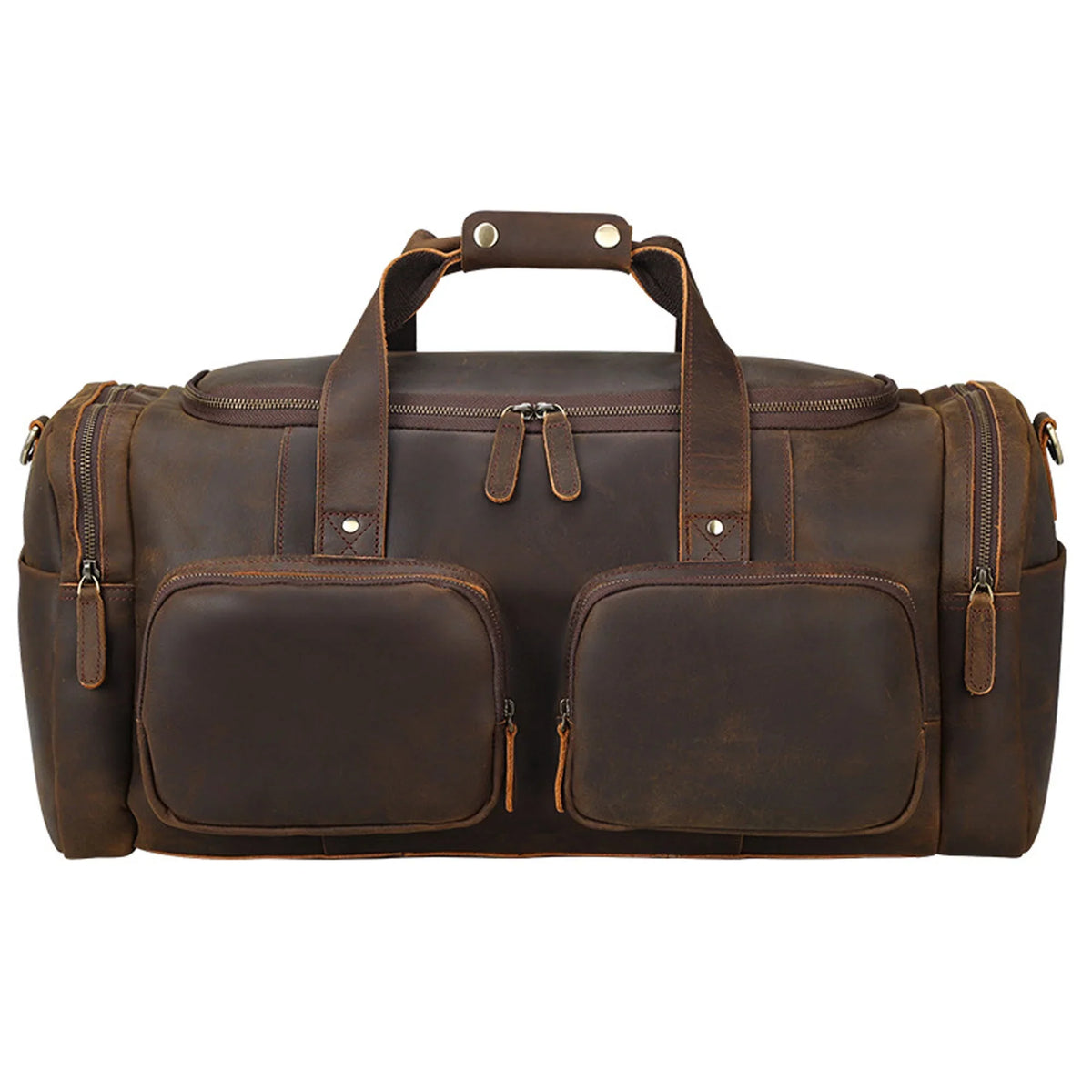 Full Bag, Bag, Leather Shoulder Duffle Travel Grain Bag