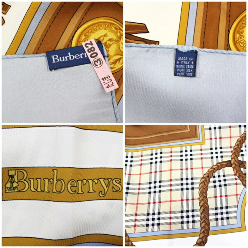 Silk Pre-Owned Scarf Burberrys Women's Blue Plaid Burberry's (Good) Gray