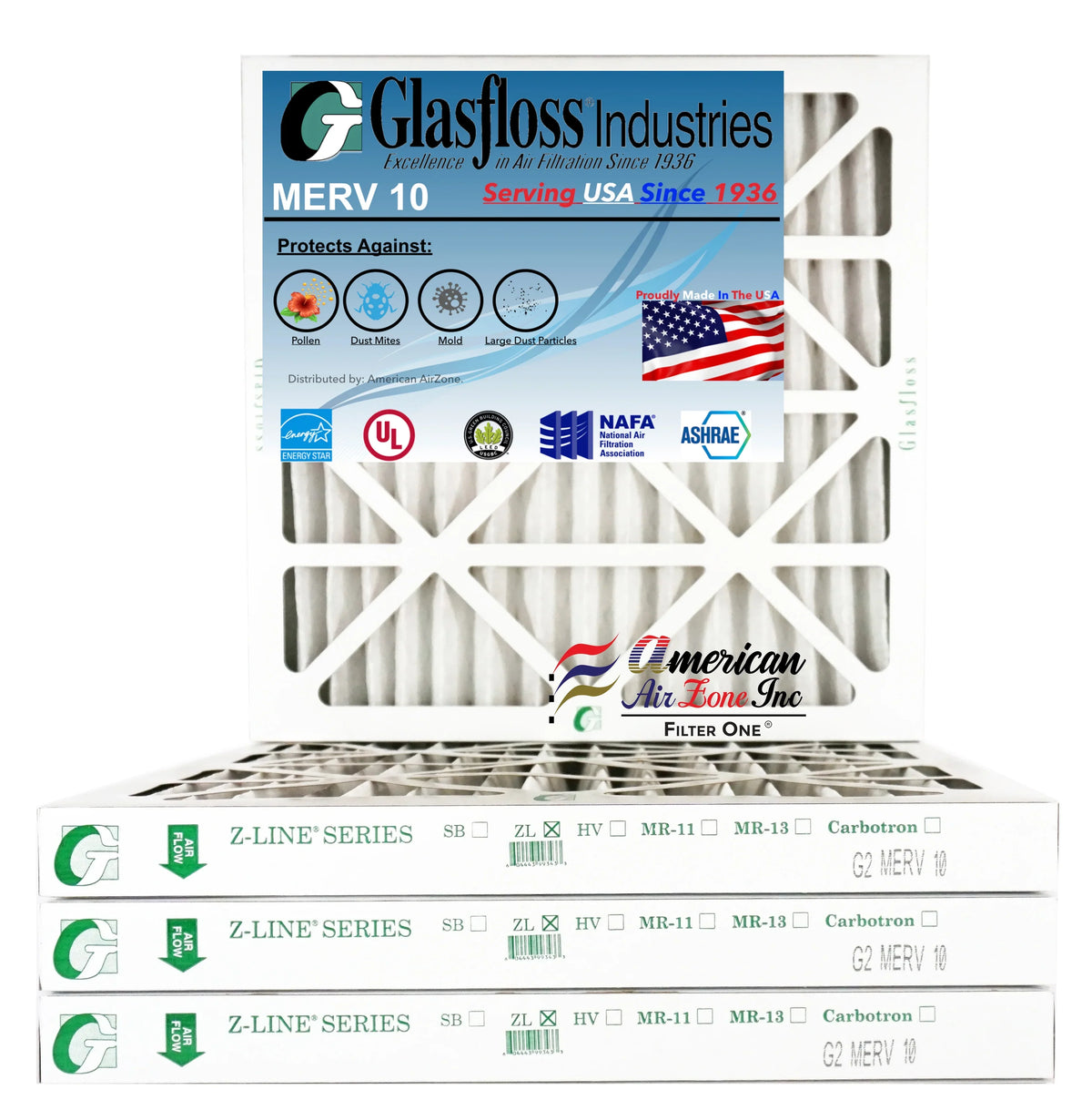 or Air Home - The MERV Air Air USA. Office 24x25x2 Filter Furnace In HVAC - (Pack Glasfloss Filter - - of Made - Filter - 4) 10 Pleated 2" AC or