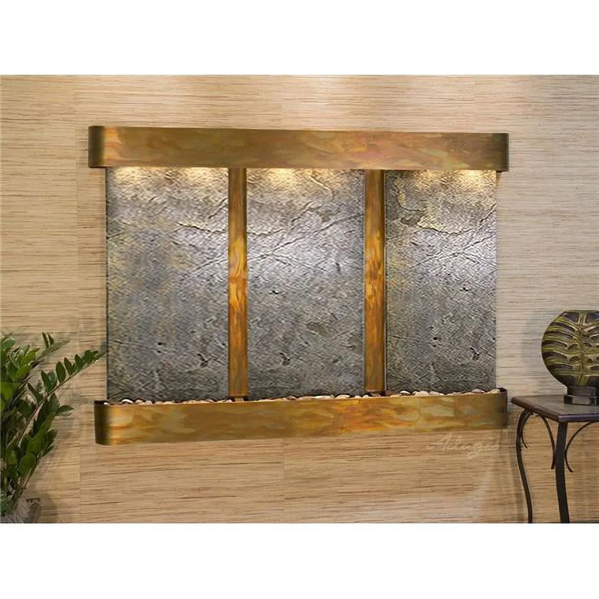 OFR1012 Olympus Round Wall Adagio - Featherstone Falls Rustic Fountain Copper-Green