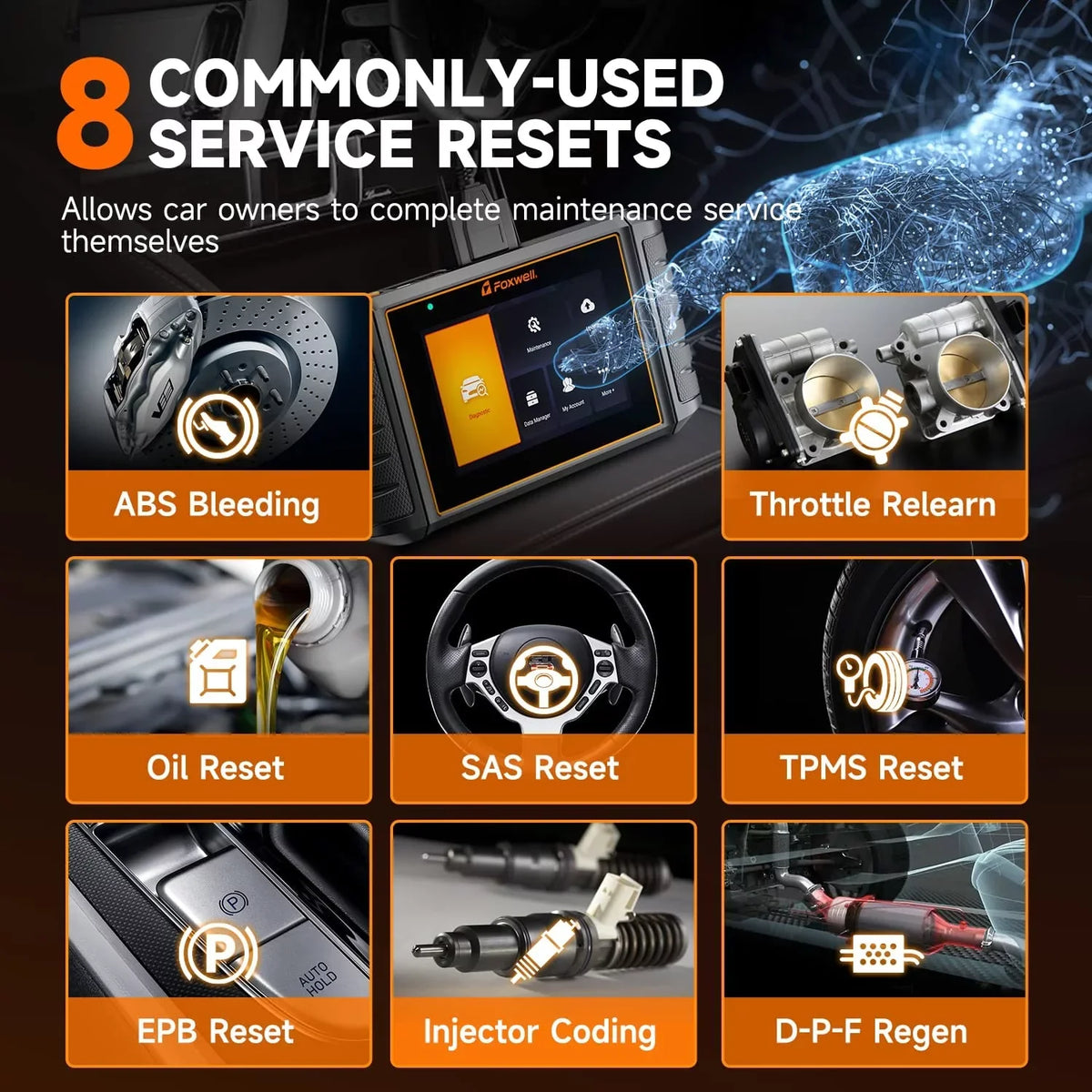 Diagnostic NT726 Foxwell Oil Gearbox Reset Bleeding System Injector ABS Coding OBD2 Tool Equipment Reader SAS OBDII Scanner Automotive TPMS Scan All Car Car Analyzer TPS Automotive Code EPB BMS DPF