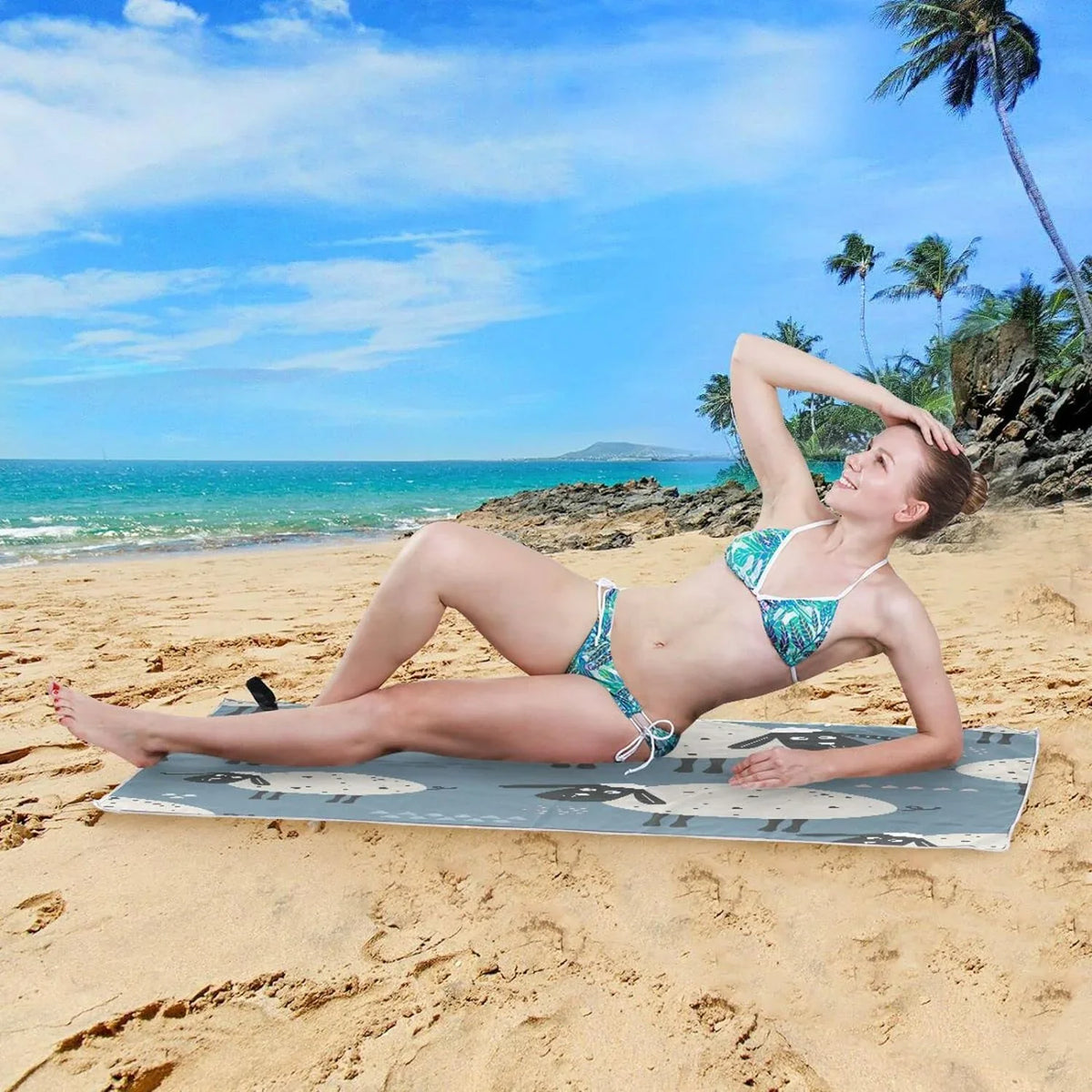 Oversized Beach Free Towel, Multipurpose Swim Face Bestwell Towel 31”X71” Sheep Pool Sand Cute Quick Towel Dry Black Bath Lightweight Blanket, Thin Shower Yoga Towel Microfiber