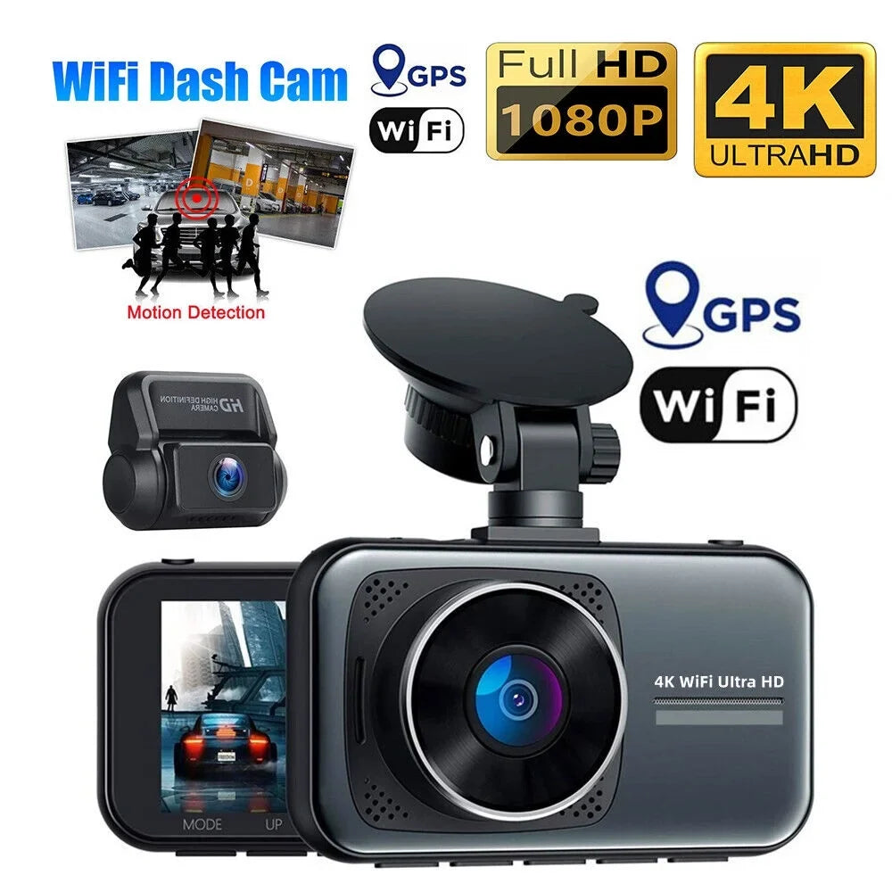 Parking Rear Cam Vision ONEMAYSHIP 256GB 4K/2.5K+1080P Dual Front Full Max WDR Night 3.16" Support 3 Mode Wide Channel HD Dash 24H Angle