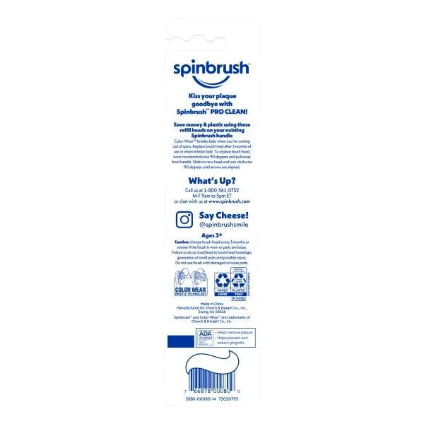 Each Heads Hammer Spinbrush Arm - & in Soft 2 Brush Clean Replacement Pro 6 Pack