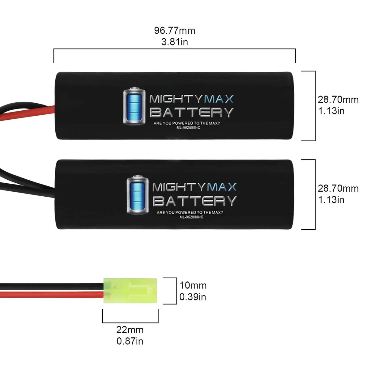 NUNCHUCK REPLACES BATTERY RIS AIRSOFT 9.6V NiMH 2000mAh AEG EBB AMR-4
