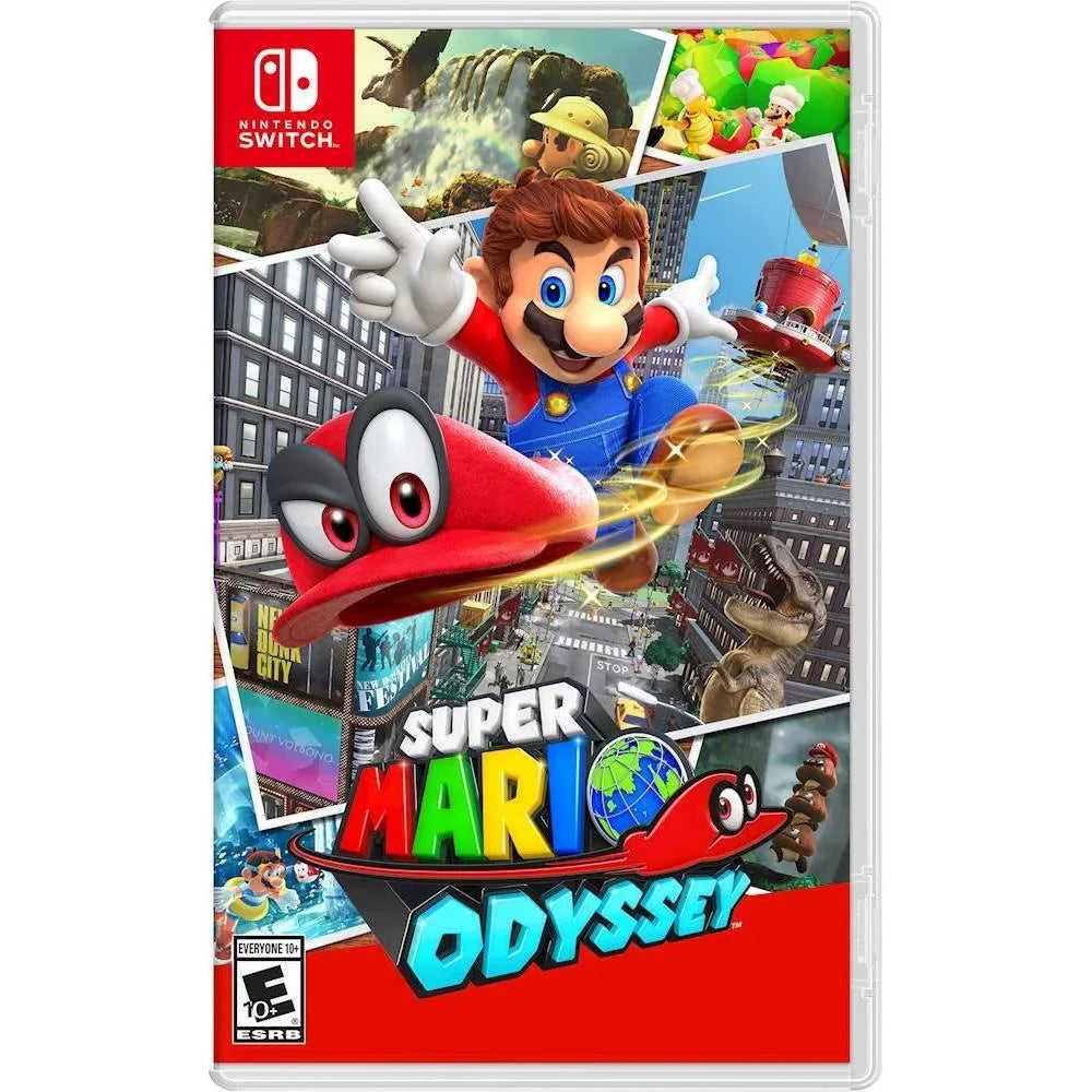 Odyssey Odyssey 32GB and Life Case Improved Joy-Con Battery Bundle: Red Nintendo Blue Console,Super Odyssey Switch Disc Travel Mario and Game Deluxe
