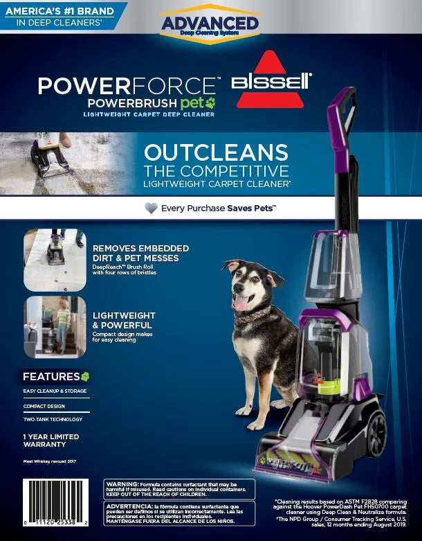 Carpet Lightweight Power 2910 Force Washer - Brush Power Pet