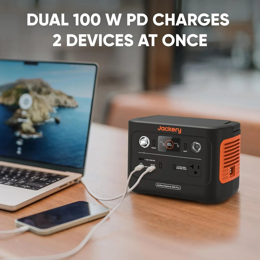 Traveling, Station, Backup 300W for Outdoors, Plus 288Wh Battery, RV, LiFePO4 Jackery and Solar AC Explorer Emergencies Portable Camping, Generator 3.75 300 Outlet, Power KG