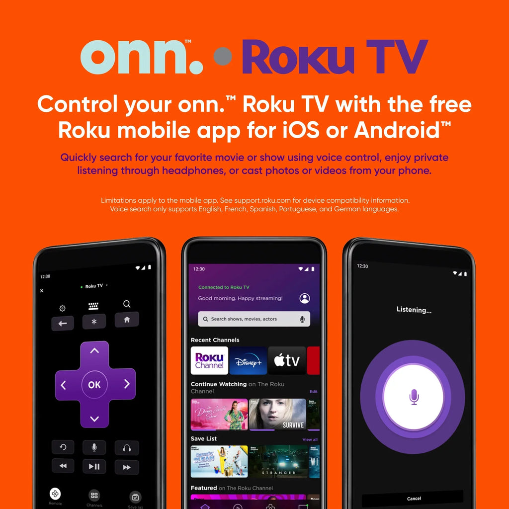 Effective Dolby UHD with Dimming, Refresh Atmos, 120hz (100071709) and Roku Dolby TV 75” (2160p) Rate, Smart QLED onn. HDR 4K Vision, Local