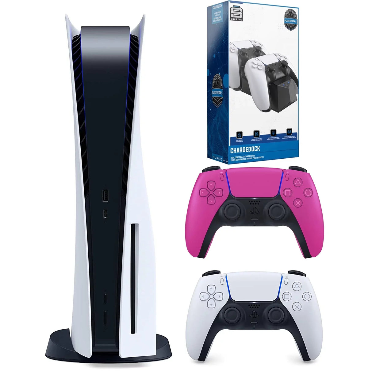 Sony 5 Controller Disc and Charging Version with Nova Pink Extra Dual Disc) - Station (Sony Bundle Playstation PS5