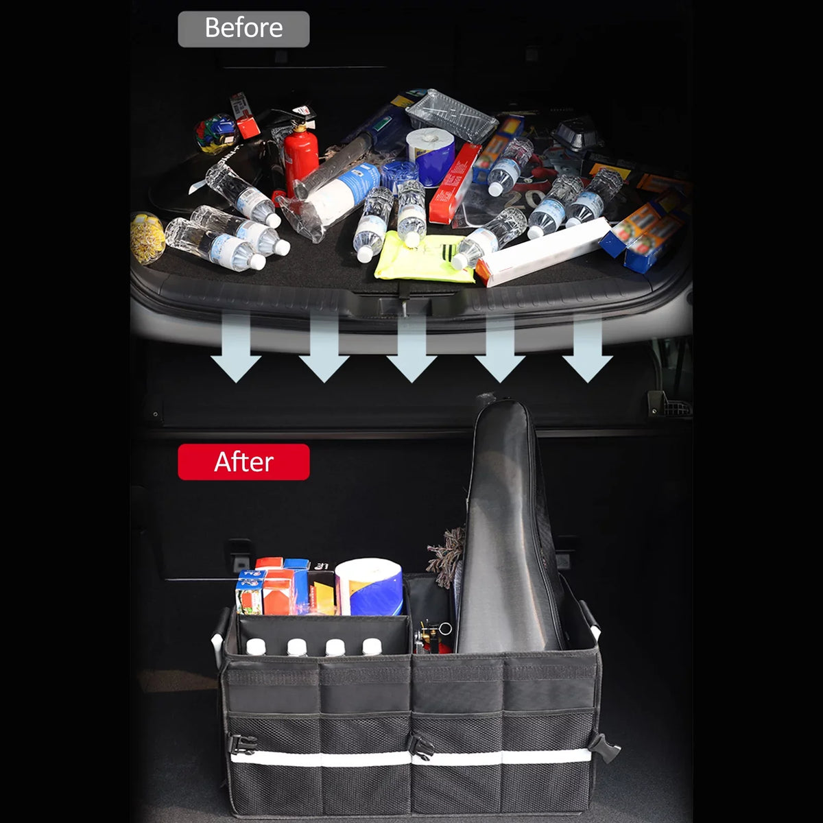 Oxford Automotive Capacity, Apexeon Box, Trunk 55L Organizer, Folding Cloth Reflective Solution Storage Strip, Car Cargo