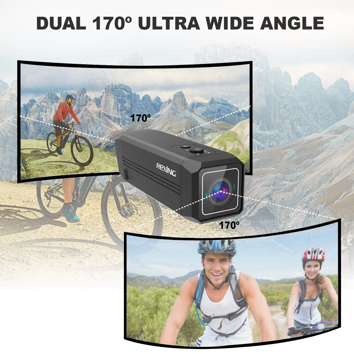 Camera Action Connect & Way Front Back 1080p@30fps A1 with Rexing Two Wi-Fi