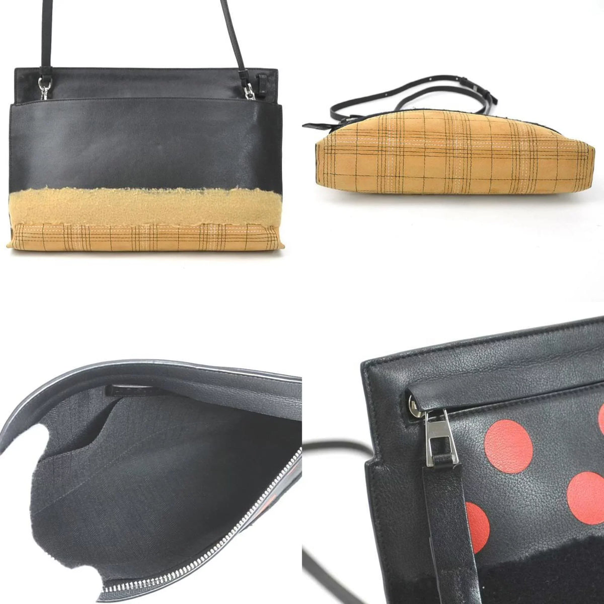 black r9572g bag women's LOEWE Pre-Owned brown diagonal leather/suede shoulder x (Good) red Loewe
