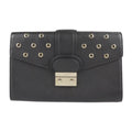 punching RED Pre-Owned leather REDValentino gold metal black fittings Valentino second VALENTINO clutch eyelet wristlet (Good) bag red