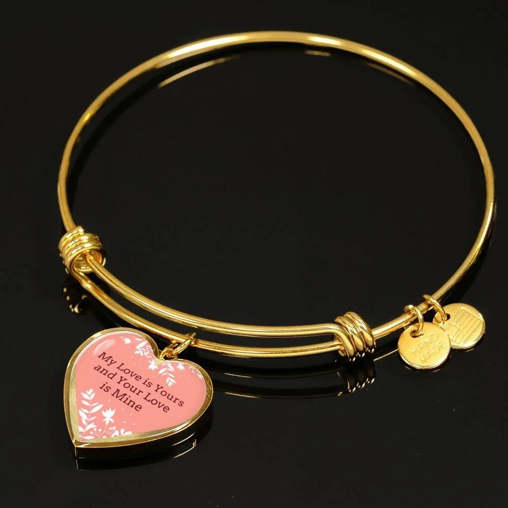Yours Stainless Heart Steel or is Love Pink Gold My Bangle 18-22" 18k