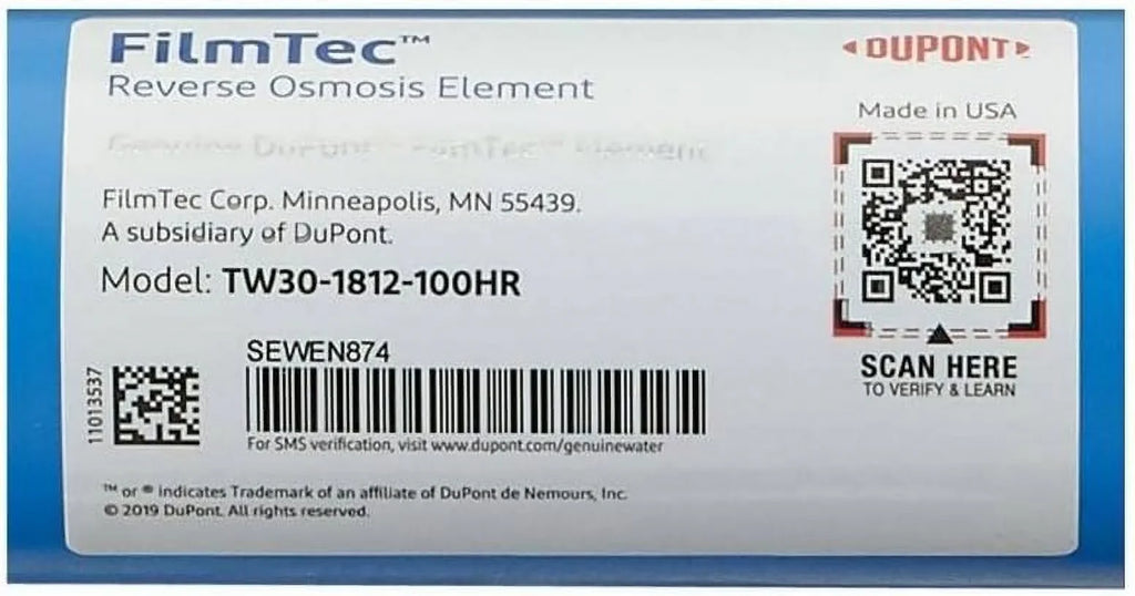 High Undersink System Membrane Osmosis TW30-1812-100HR (RO) 100 For TFC Rejection GPD Reverse