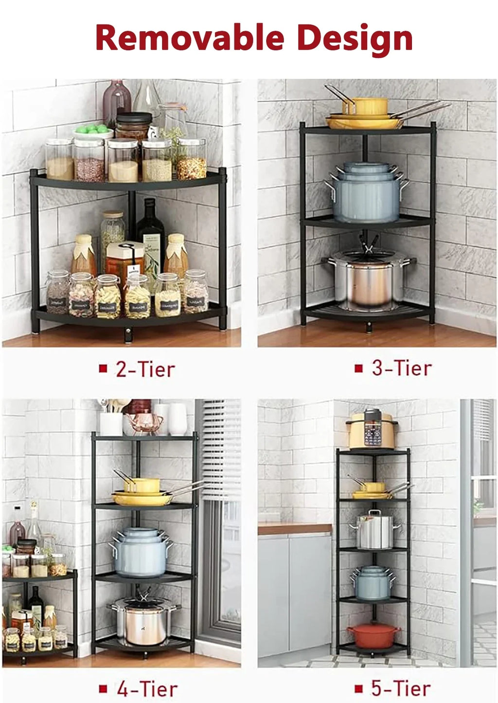 Pot tonchean Corner Carbon Rack Steel Rack Shelf Storage Organizer 6-Tier Free Kitchen Standing