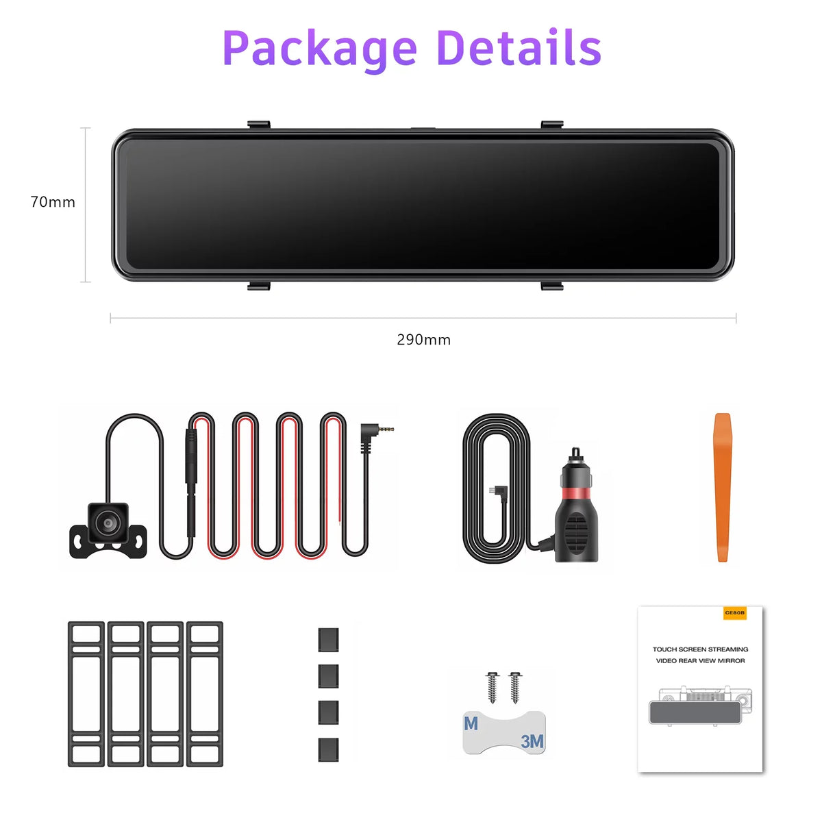 Camera Cam Dash Screen 4K+1080P Front Touch and Control TOGUARD Backup Parking Super Night Sensor, Voice Assistanc Sony IPS with Mirror Rear, 12" Vision,