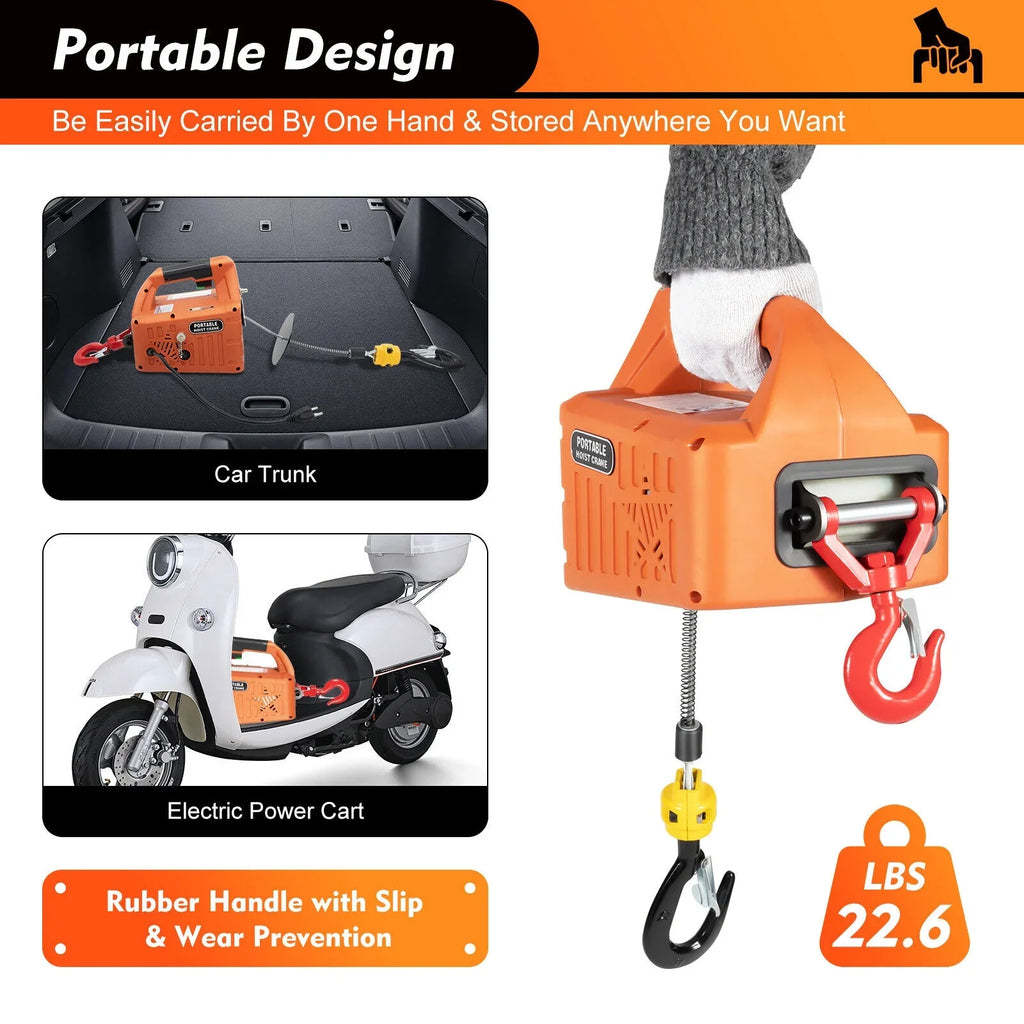 300kg/660 Lift Winches 3-in-1 lbs Winch Remote Crane Electric W/ Hoist Portable