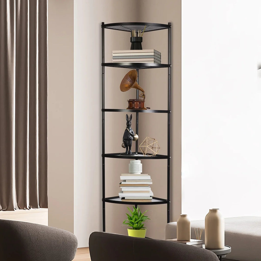 Pot tonchean Corner Carbon Rack Steel Rack Shelf Storage Organizer 6-Tier Free Kitchen Standing