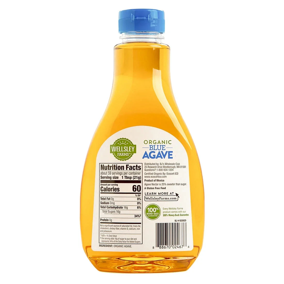 Wellsley Agave, oz.- Liquid Organic Blue 44 Substitutes Farms Sugar