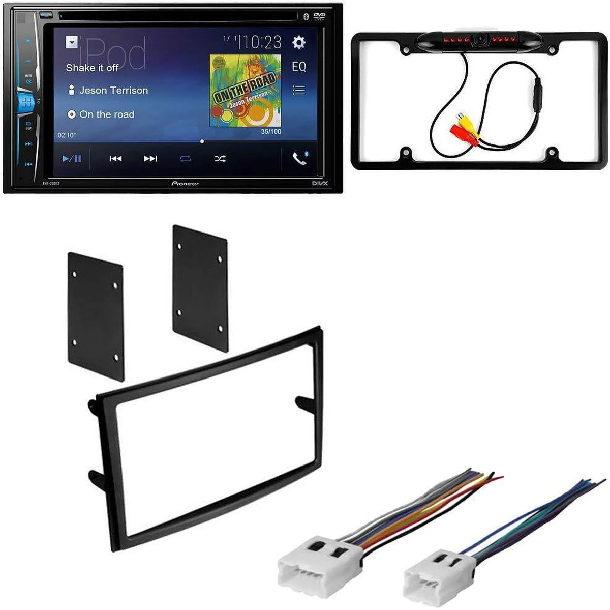 Radio Bundle 350Z and Car - Backup KIT470 Nissan - Din Kit Touchscreen Kit with Camera, Mounting for Pioneer Stereo DVD Installation /Bluetooth Double 2003-2005 Multimedia